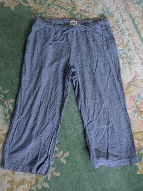 PACT Women Sz XL Cropped Pants Pull On 100% Organic Cotton Pants Drawstring Wide
